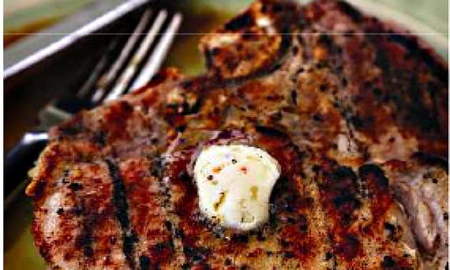 Grilled Pork T-Bones With BBQ Butter