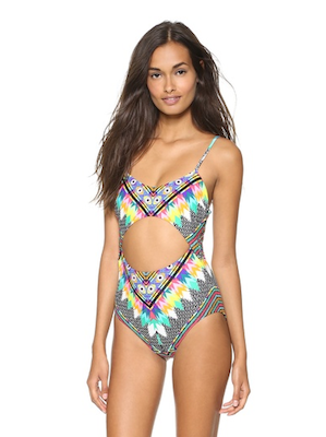 Cut-Out Printed One Piece Swimsuit