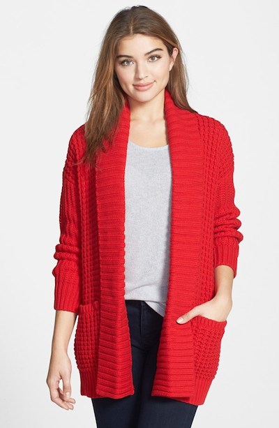 Bright Red Cardigan