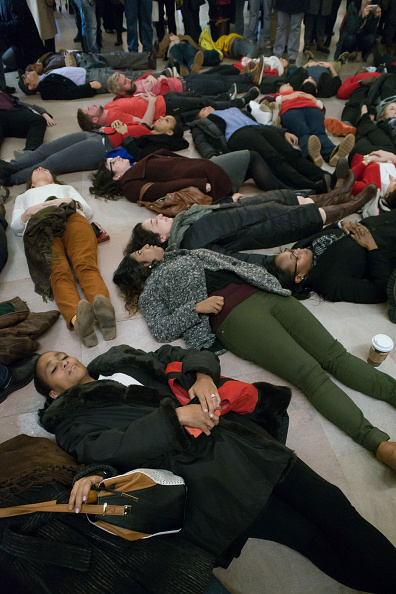Protestors In NYC Demonstrating A Die-In
