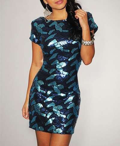 Short-Sleeve Sequin Dress