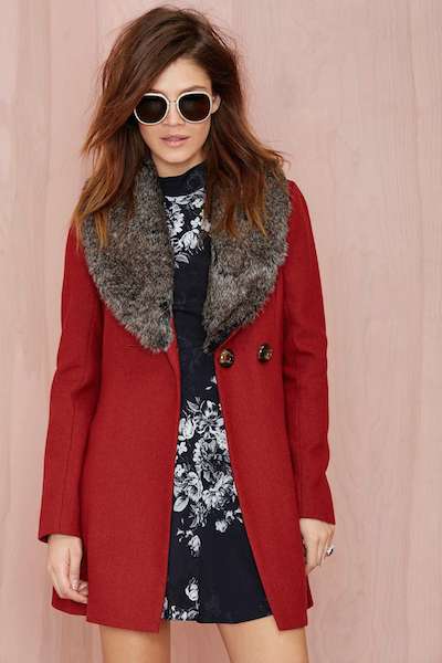 Faux Fur Collar Coat