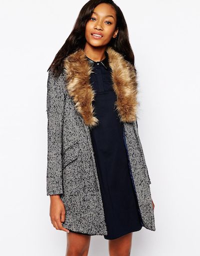 Faux Fur Collar Coat