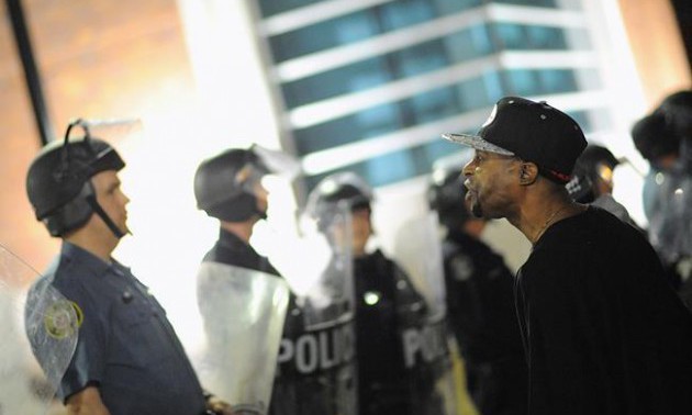 Protest in front of Ferguson Police Station