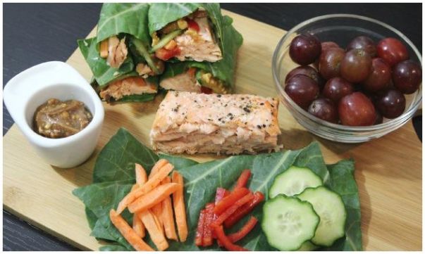 Thai Salmon Collard Green Wraps