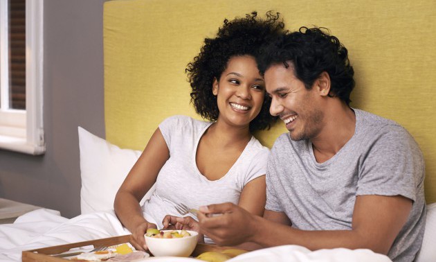 Enjoying breakfast in bed