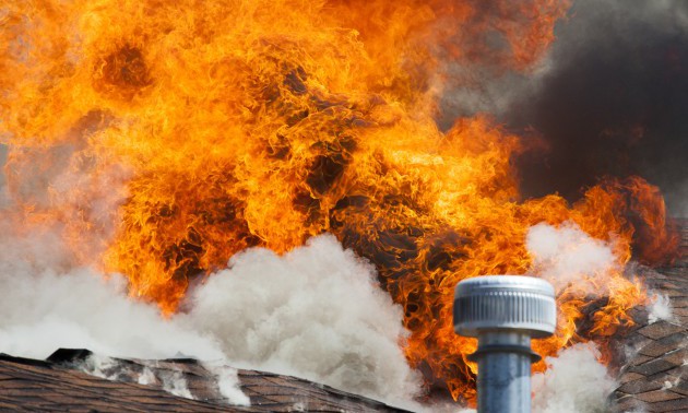 Flames of intense house fire