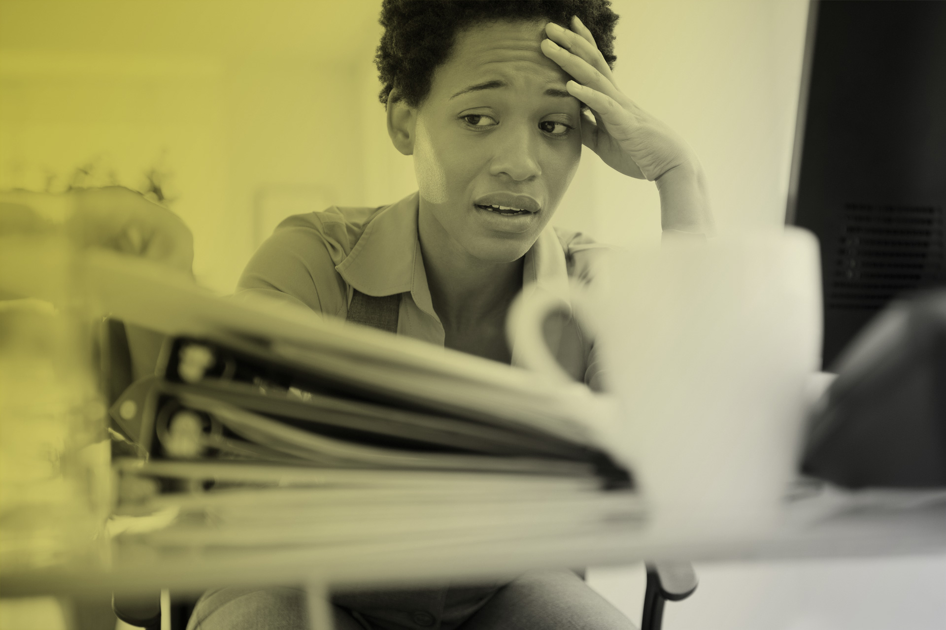 Woman Stressed At Work