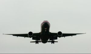 Low Angle View Of Airplane Against Clear Sky