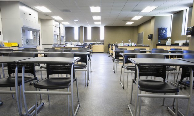 Empty desks in classroom