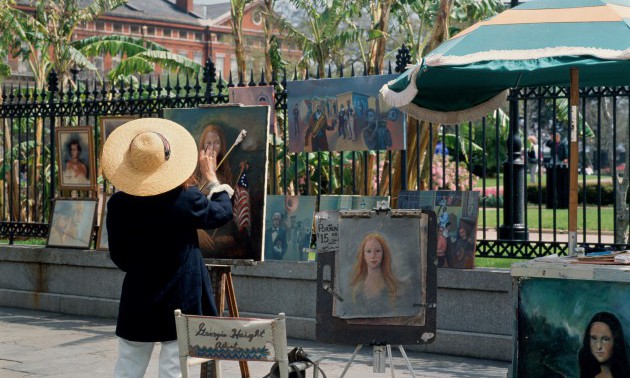 USA,Louisiana, New Orleans, Jackson Square, street artist painting