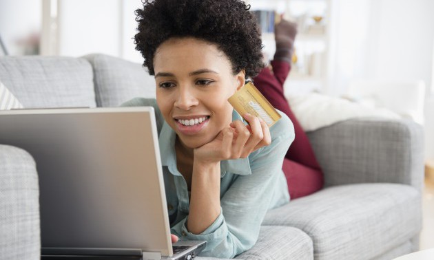 Black woman shopping online
