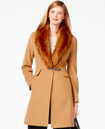 Faux Fur Trim Coat