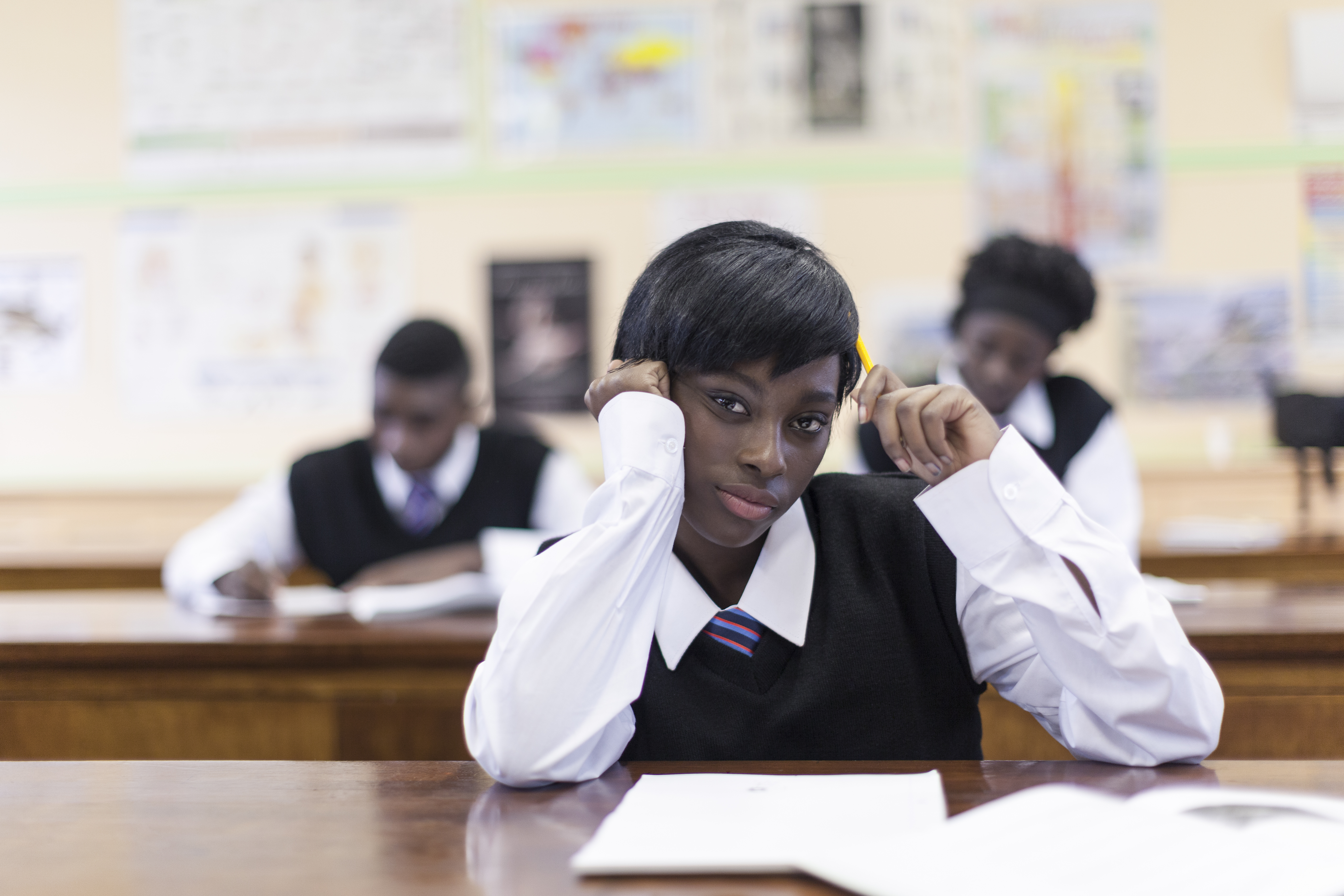 Students writing exams in the classroom, Cape Town, South Africa