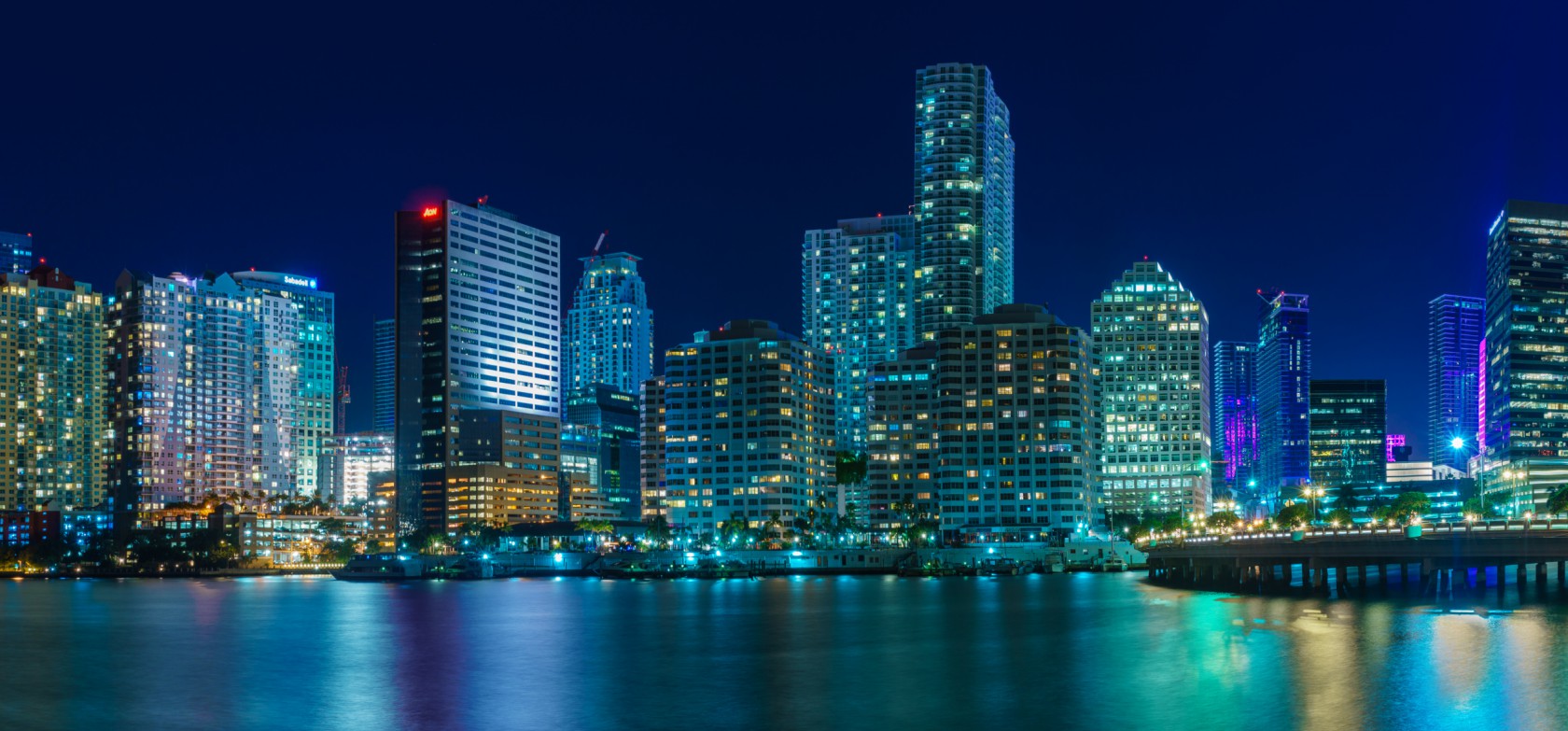 Panorama of Miami at night