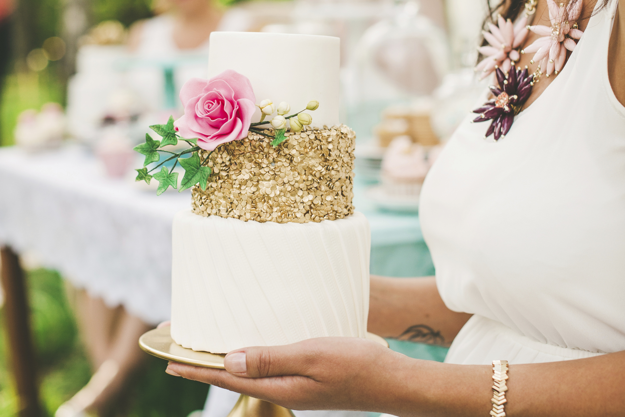 Beautiful cake at a garden party
