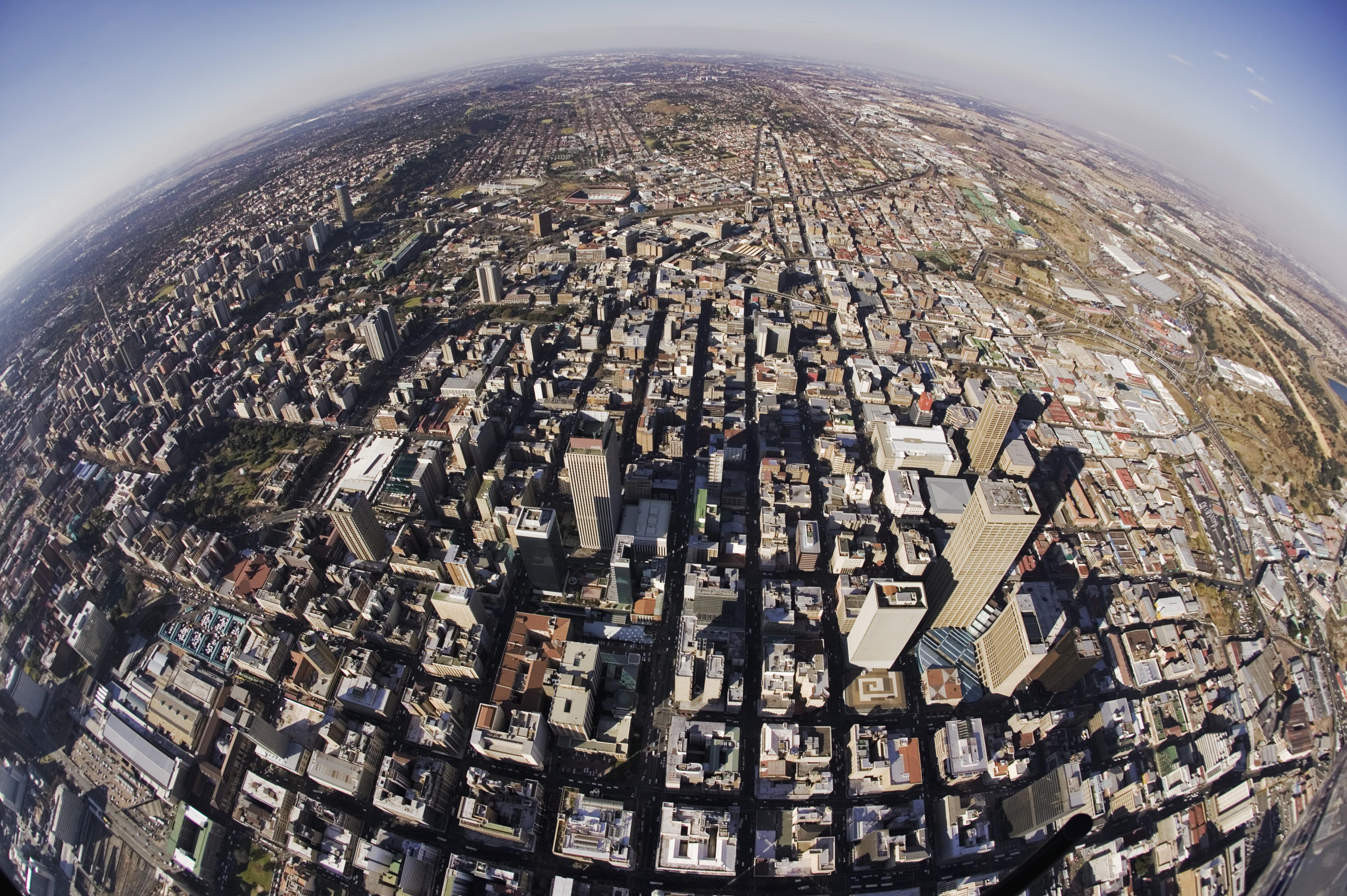 Aerial View of Johannesburg - Fisheye