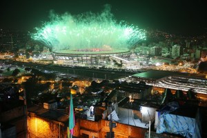 Fireworks Explode Over Rio's Maracana Stadium During The 2016 Olympic Games Opening Ceremony