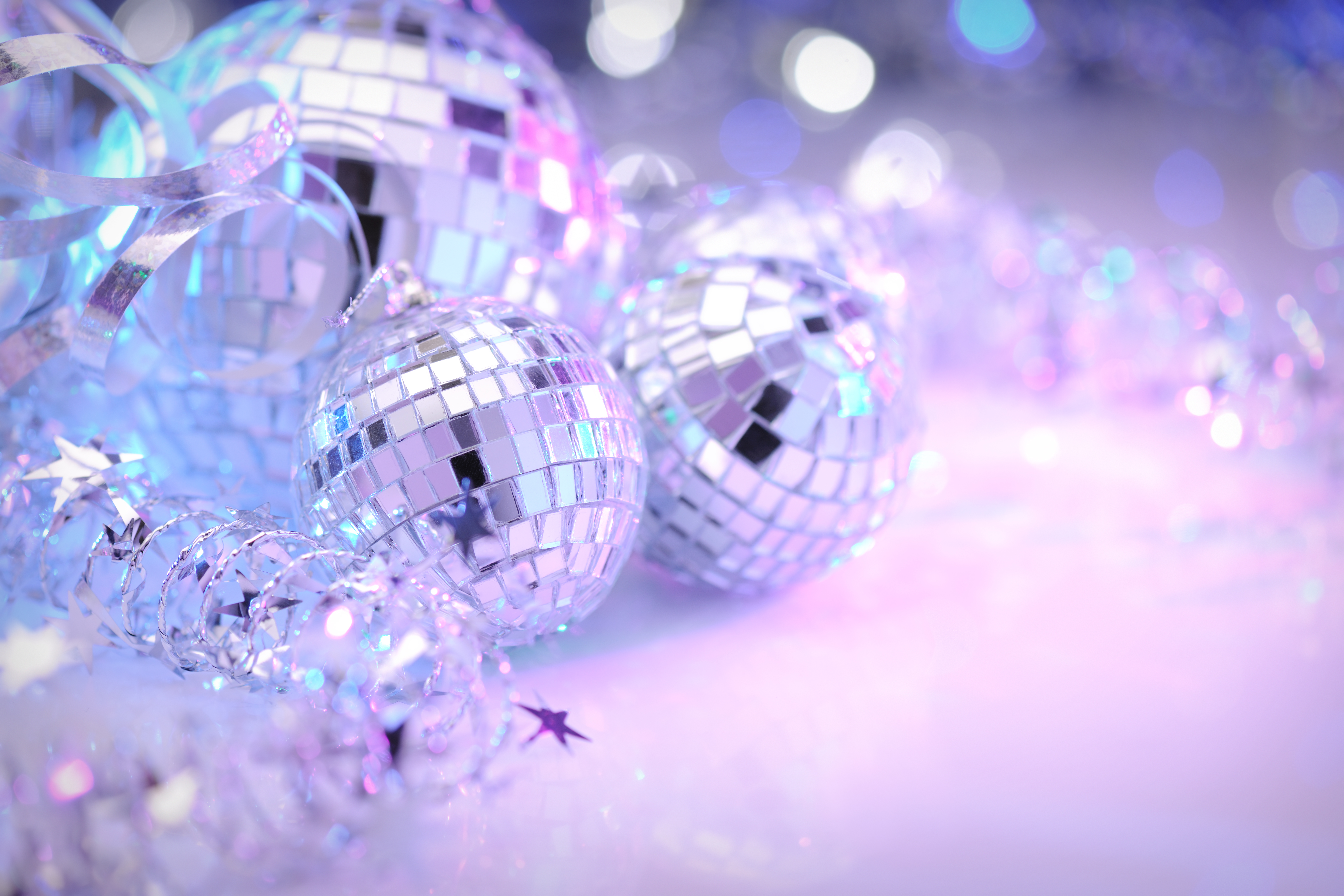 Party decoration with disco balls