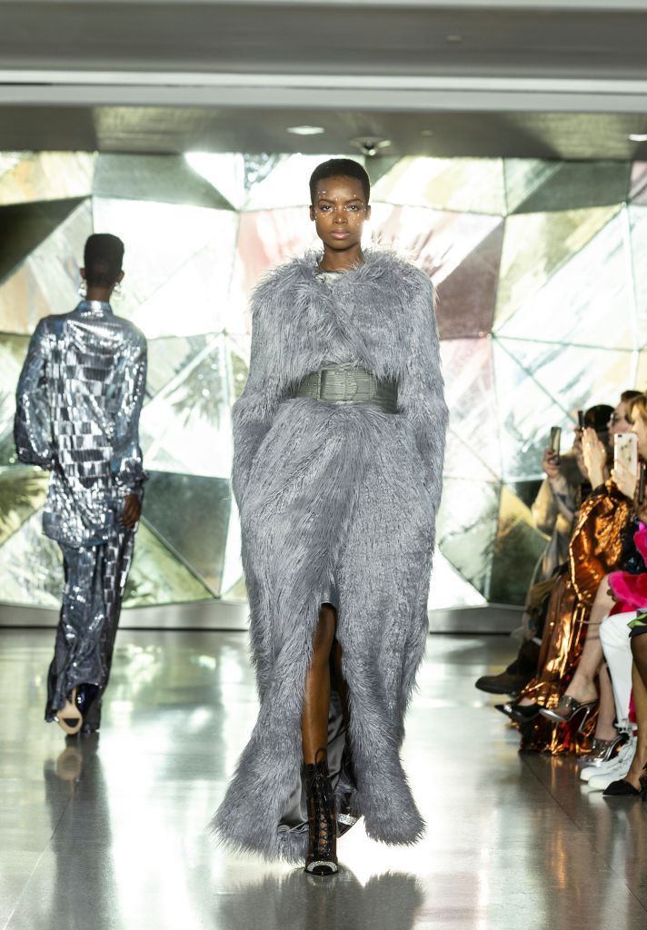 Model walks runway for Christian Siriano New York fashion...