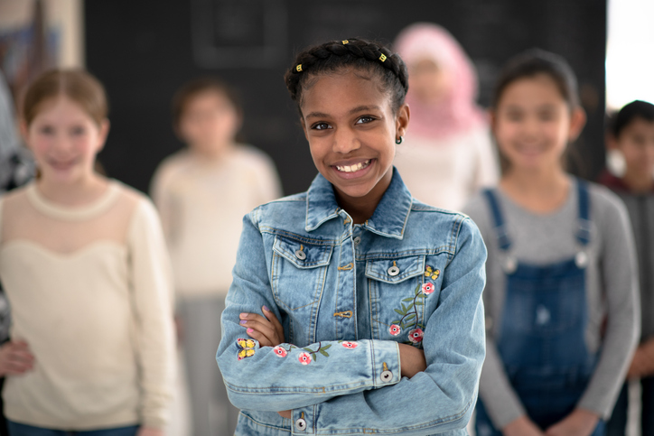 Multi-Ethnic Elementary Class Portrait stock photo