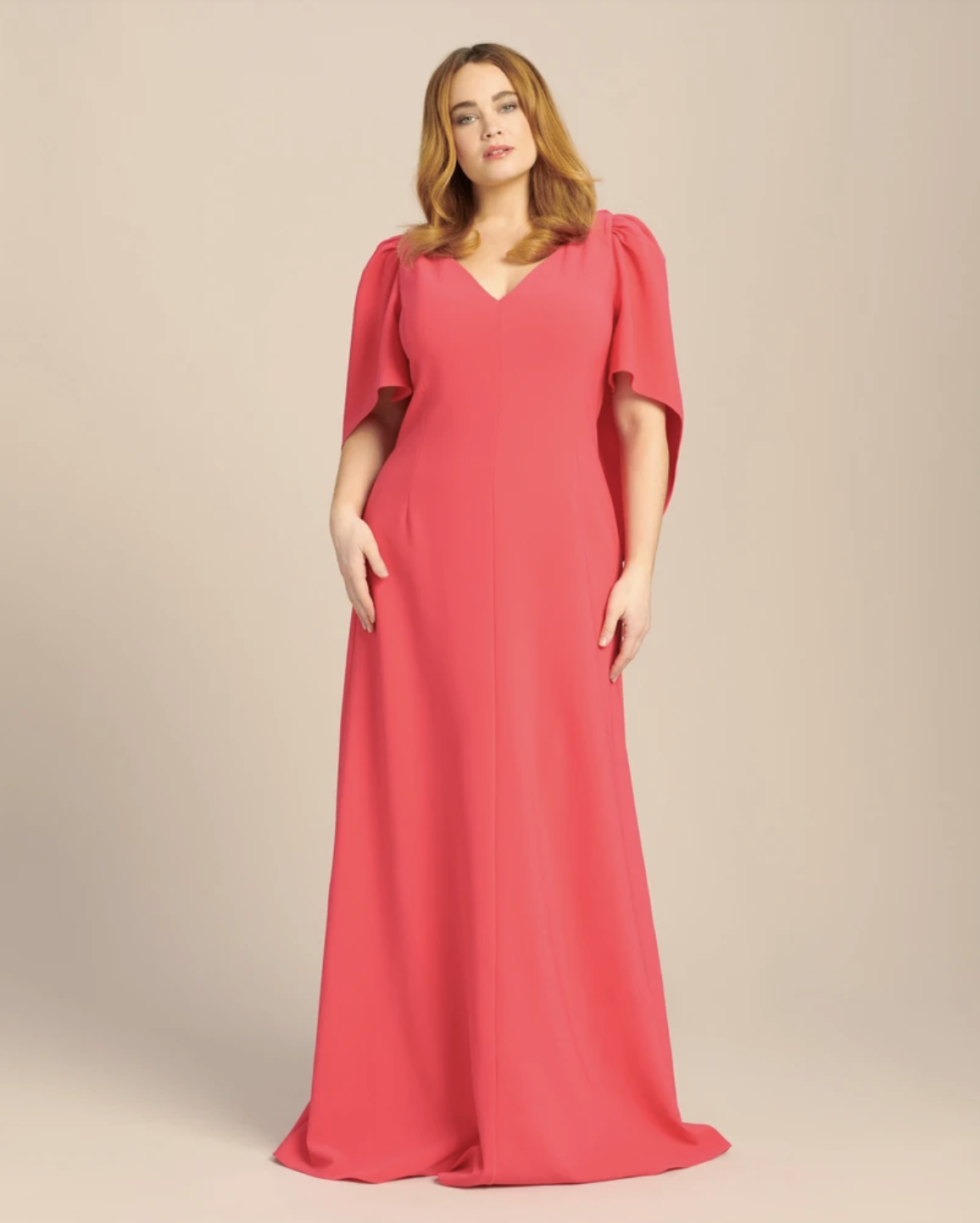 Carolina Herrera V-Neck Gown with Cape and Open Back