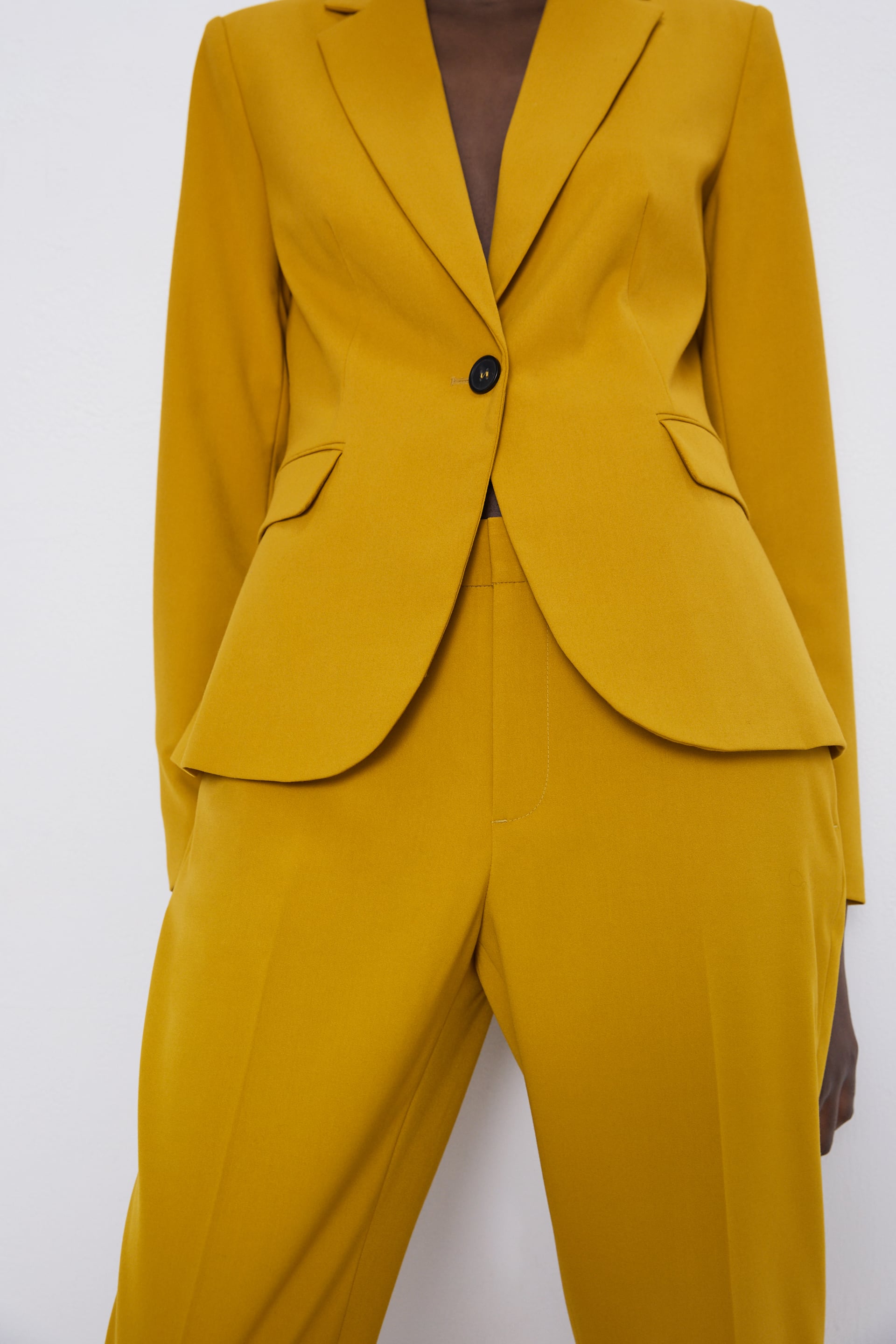 Zara Basic Blazer In Mustard