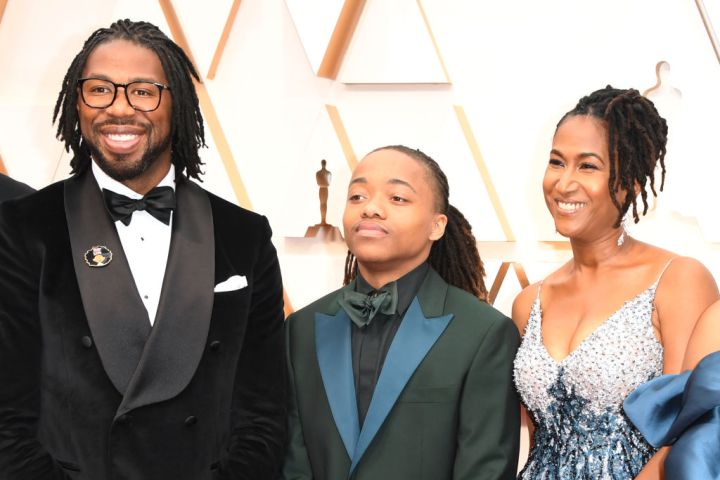 Hair Love director Matthew A. Cherry, Karen Rupert Toliver and Deandre Arnold