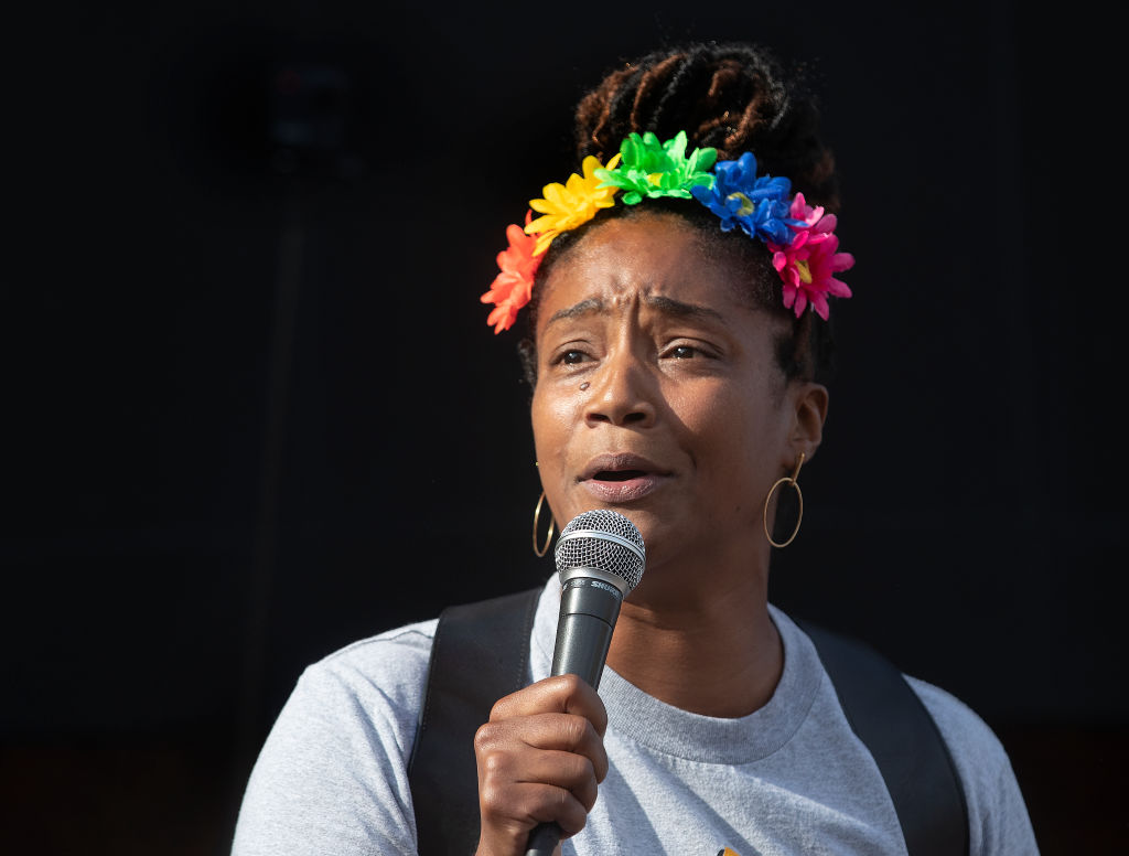 Juneteeth celebration outside the Laugh Factory in West Hollywood