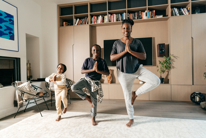 Beautiful zen family at home