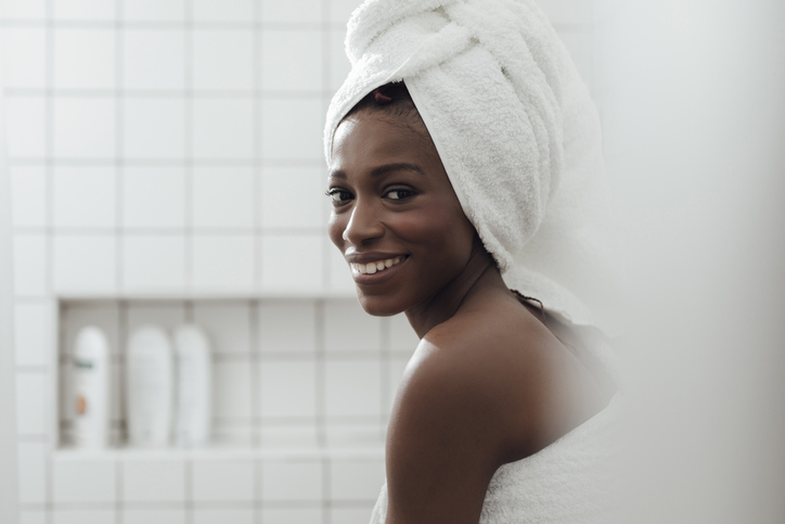 Portrait of a Woman in Bathroom