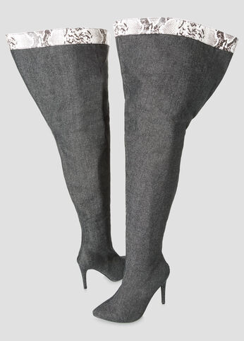 DENIM THIGH HIGH BOOT