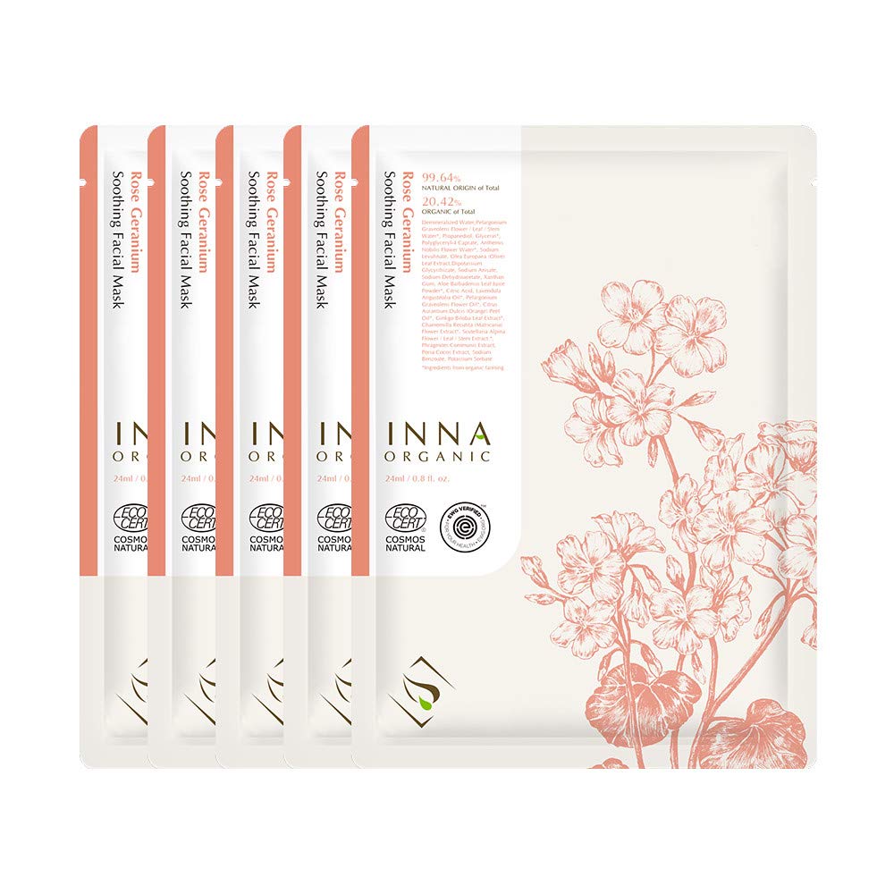 Inna Organic ROSE GERANIUM SOOTHING SKIN SHEET MASK