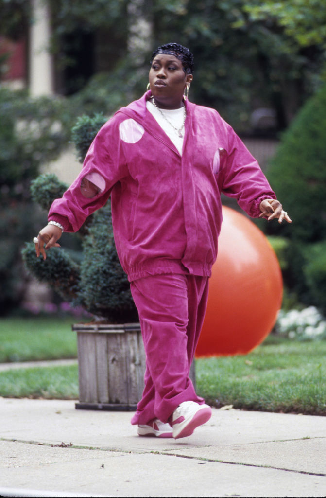 Missy Elliott on set of a music video, 1998