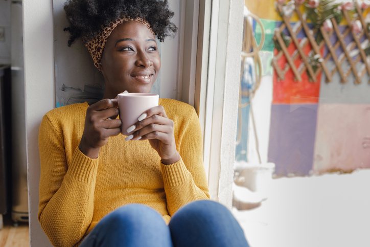 Enjoying the morning coffee by the window