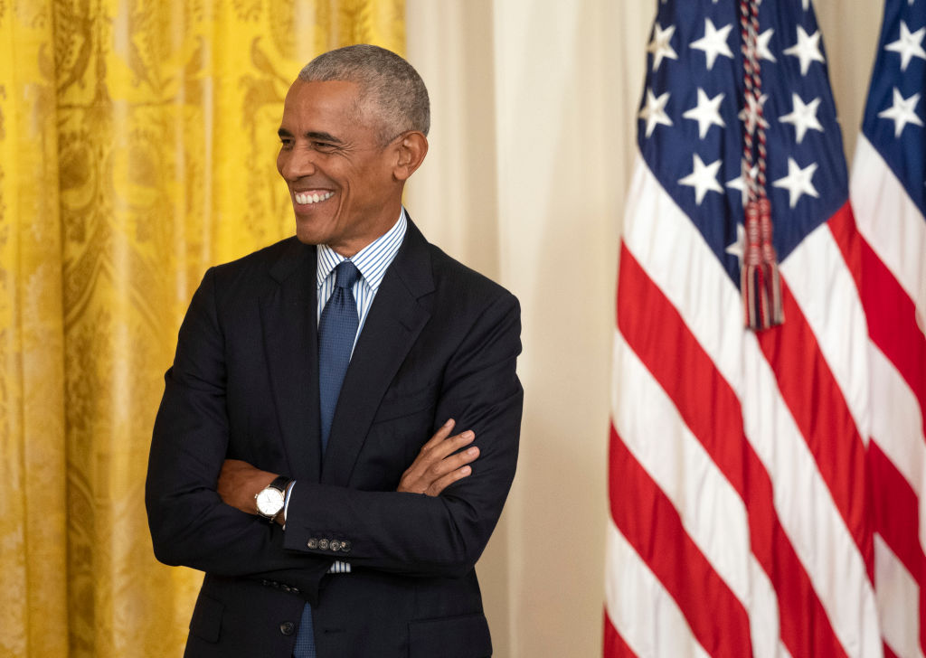 Barack And Michelle Obama Return To White House For Official Portrait Unveiling