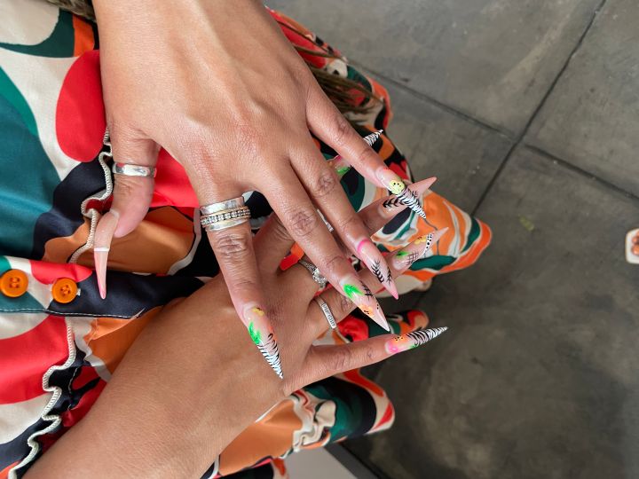 Floral Stiletto Nails