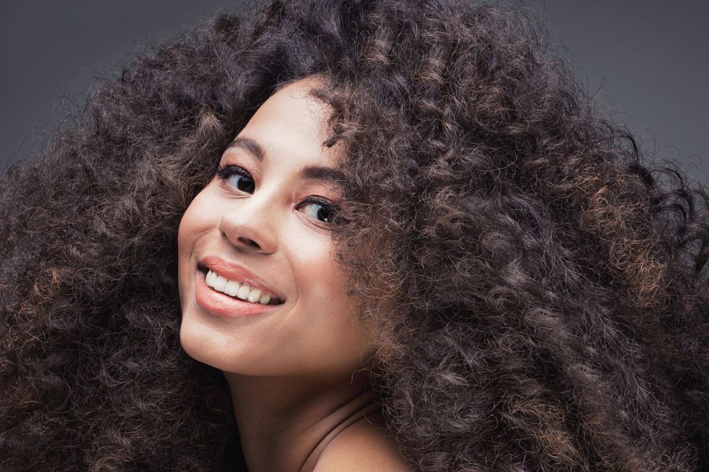 Woman with curly hair