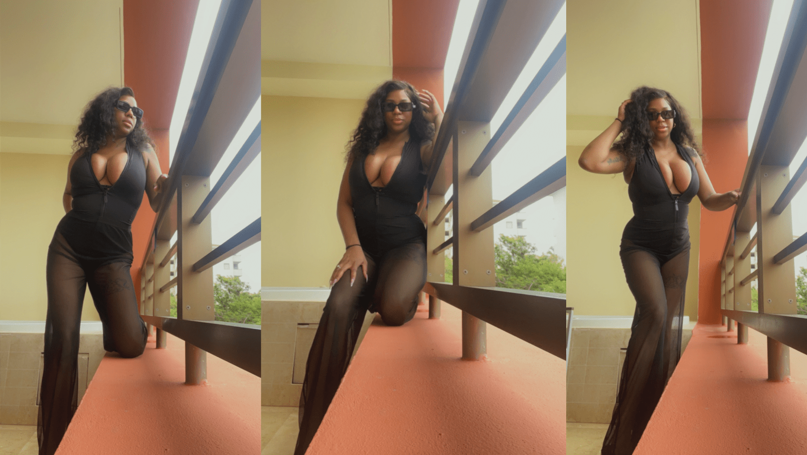 Shamika Sanders wearing TA3 Sleeveless Surfy bathing suit