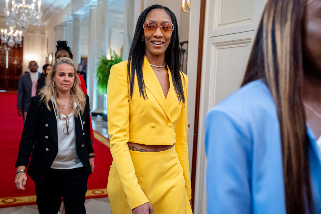 President Biden Hosts WNBA Champion Las Vegas Aces At The White House - A'ja wilson style