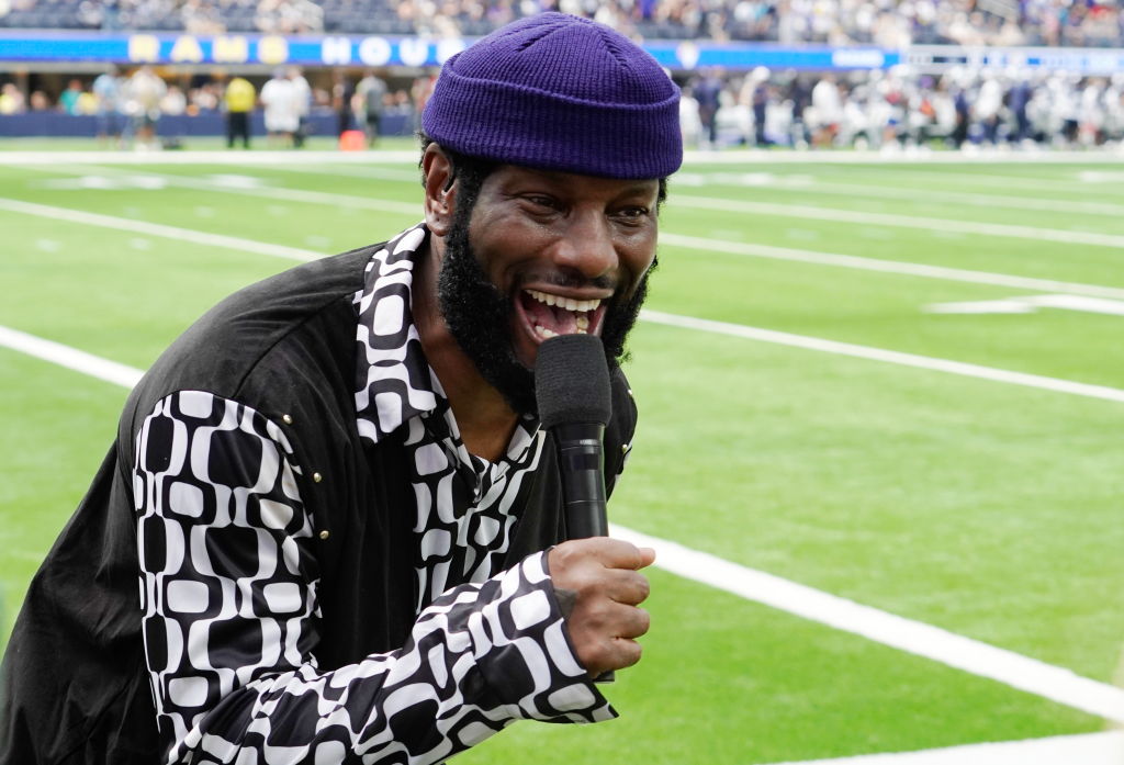 Celebrity Sightings In Los Angeles - August 11, 2024 Tyrese, Beard, National Anthem, hair, SoFi Stadium 