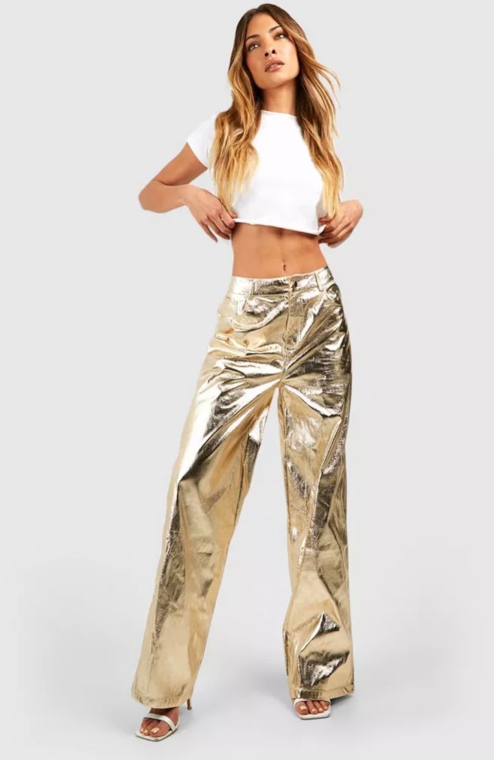 High Waisted Metallic Pants