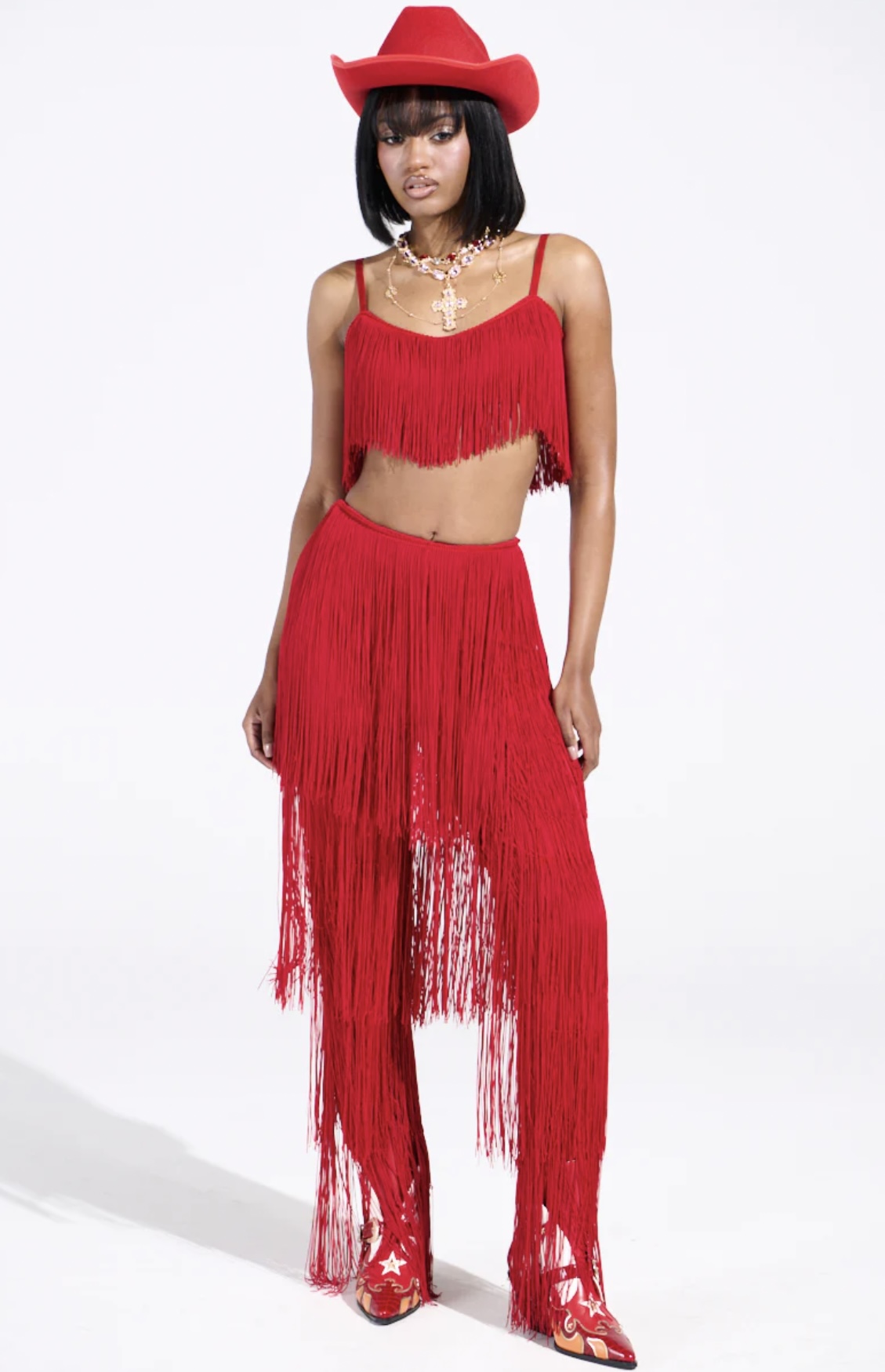 Red Fringe Pants