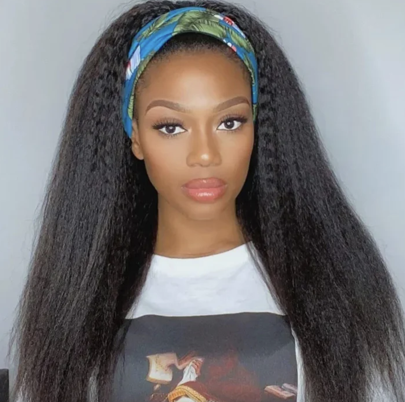 Hermosa Hair Kinky Straight Headband Wig Human Hair No Gel No Glue Wig
